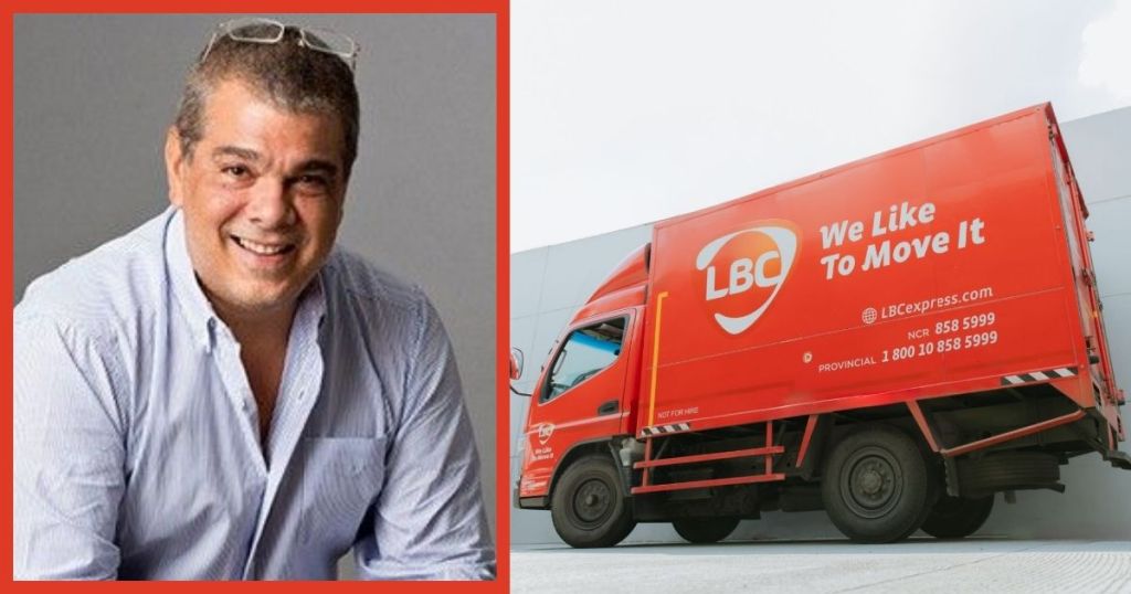 A smiling man in a blue button-up shirt is seated next to a red LBC delivery truck with the slogan 'We Like To Move It.'