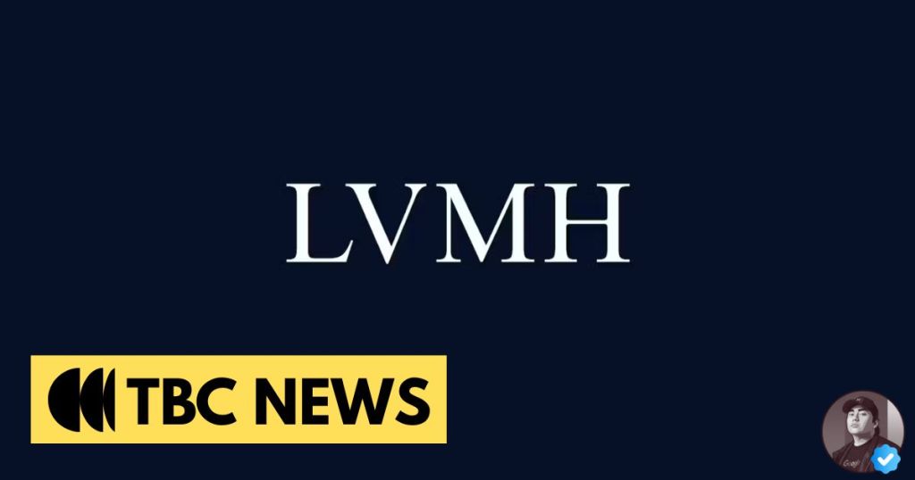 Logo of LVMH displayed above the text 'TBC NEWS' on a dark background.