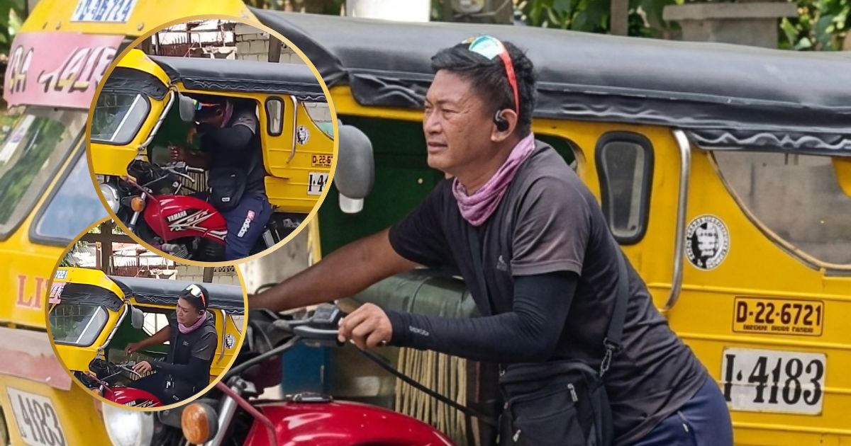 LOOK: Tricycle driver cries as he pushes his vehicle